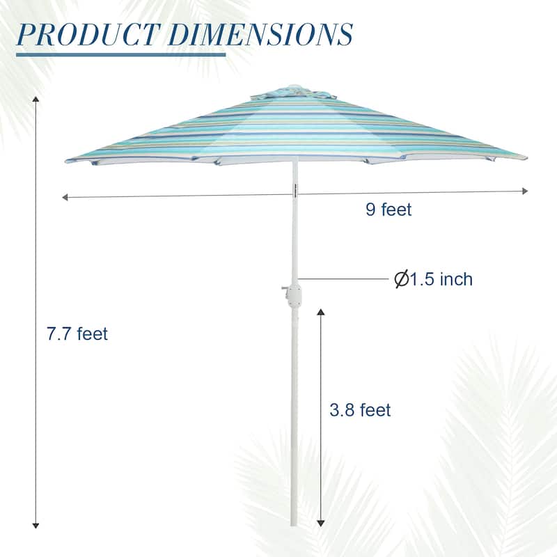 Aoodor 9FT Outdoor Patio Market Umbrella with Push Button Tilt and Crank