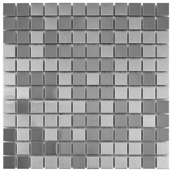slide 2 of 6, Merola Tile Alloy Square Stainless Steel 11-7/8" x 11-7/8" Metal Wall Tile