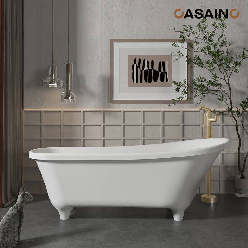 CASAINC Single-Handle Freestanding Floor-Mount Roman Tub Faucet with Handheld Shower