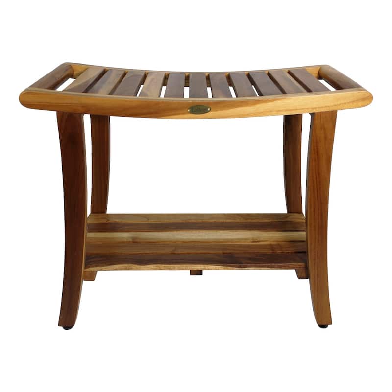 EcoDecors Harmony EarthyTeak 30" Teak Wood Shower Bench - 30 W x 24 T x 14 D - 30 W x 24 T x 14 D