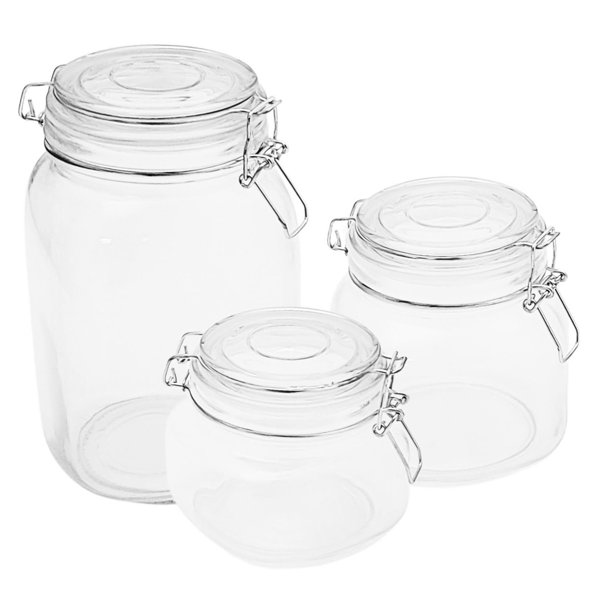 Glass Jars with Clamp Airtight Lids and Silicone Gaskets for 48oz Food  Storage Canisters for Multi-Purpose Kitchen Containers