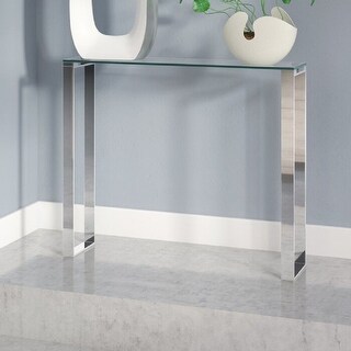 Shop Modern Gem Glass Console Table with Chrome Finish 36 ...