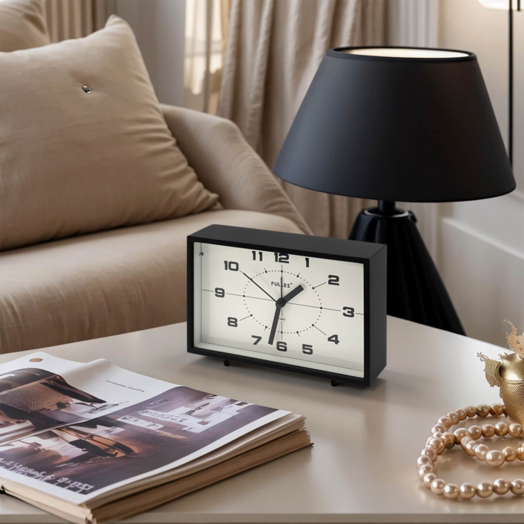 Classic Mechanical Alarm Clock Analog Dial, Night Light, Durable Plastic Casing for Bedroom/Dorm 6.3"Lx1.8"Wx4.1"H