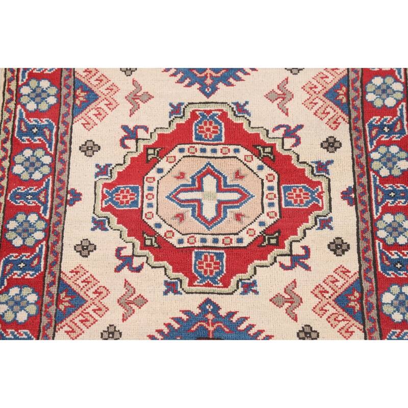 Ivory Kazak Accent Rug Hand-Knotted Wool Carpet - 2'9" x 4'0"