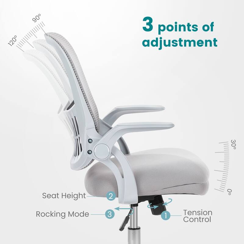 Adjustable Mid-Back Task Chair with Lumbar Support, Swivel Wheels