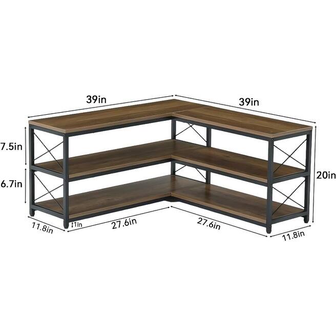 L-Shaped Shoe Rack Bench, 3-Tier Entryway Corner Bench with Shoe Storage