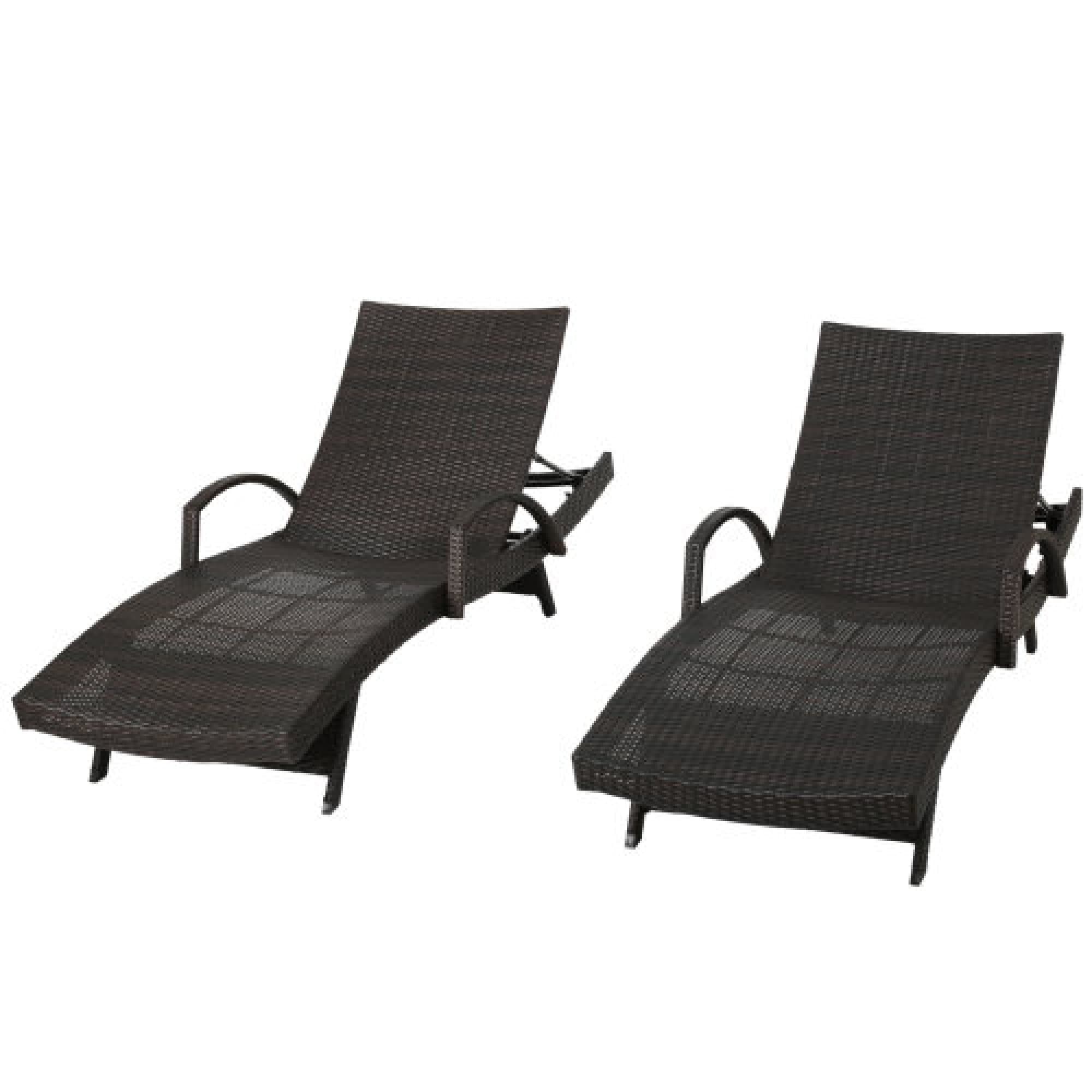 Roomfitters Salem Outdoor Wicker Chaise Lounge with Armrests, Stackable Patio Recliner, Set of 2