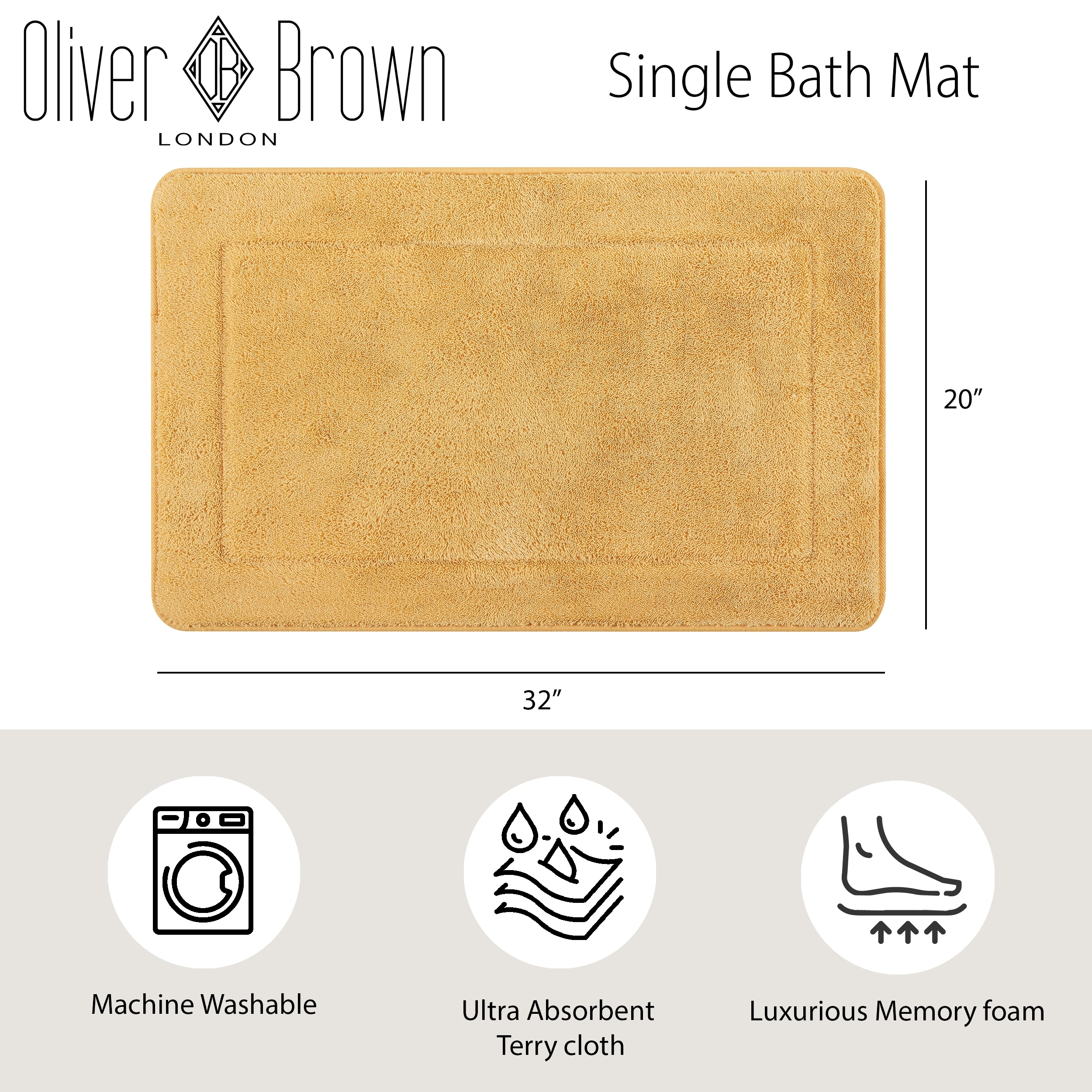 Oliver Brown Terry Memory Foam Bath Mat - 24 x 40 & 17 x 24 - White