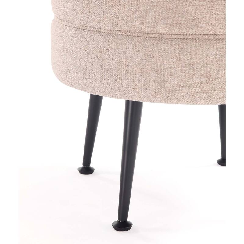 Upholstered Accent Ottoman with Metal Legs Mid Century Modern Design