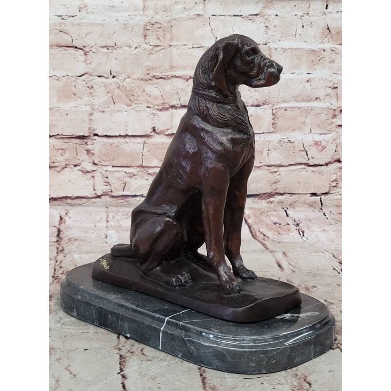 Bronze Dog Sculpture – Noble Canine Guardian Statue On Marble Base