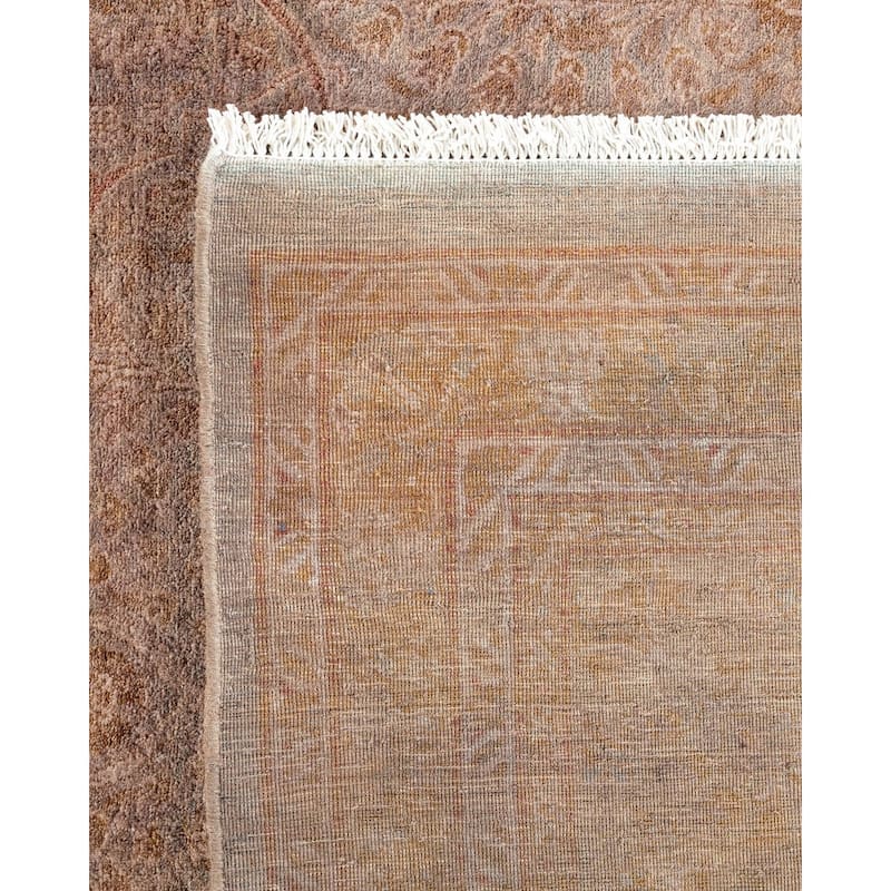 Overton Handknotted Wool Vintage Inspired Contemporary Overdyed Beige Area Rug - 15' 8" x 9' 3"