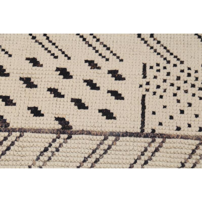 Geometric Moroccan Oriental Area Rug Hand-Knotted Wool Carpet - 8'9"x 12'6"