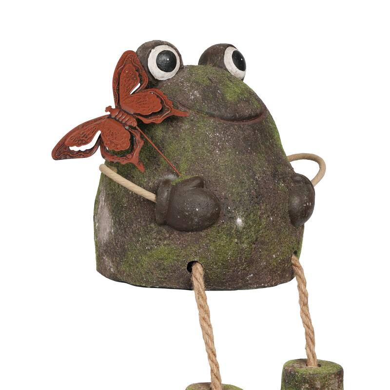 Frog with Metal Butterfly Statuary