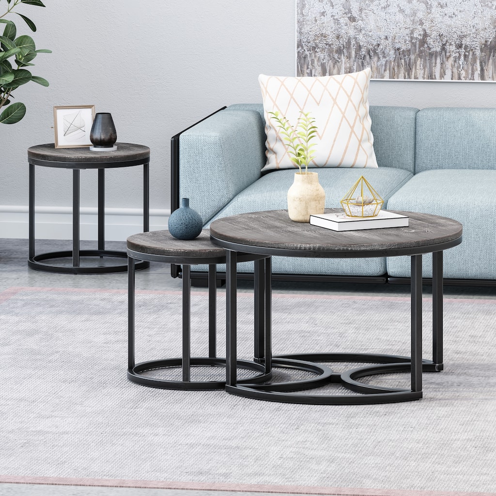 Gerrish Modern Industrial Coffee Table Set by Christopher Knight Home