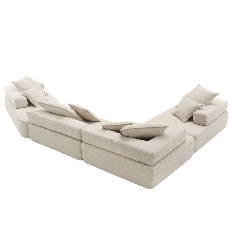 156''Oversized Modular U Shaped Sectional Sofa,Luxury Boucle Floor Couch Set,Convertible Compressed Couch