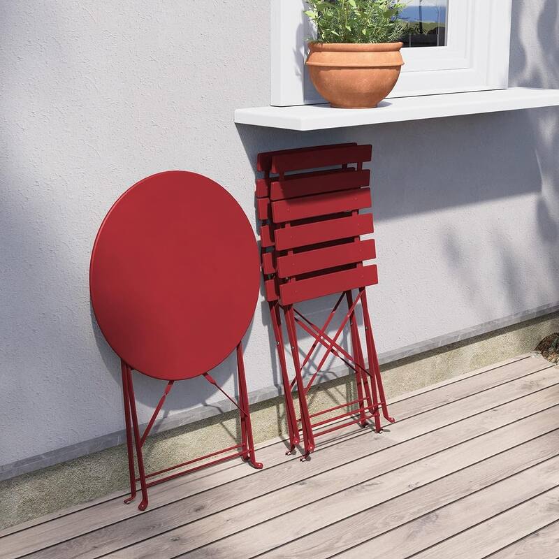 3 Piece Foldable Patio Set, Bistro Set, Outdoor Table and Chairs