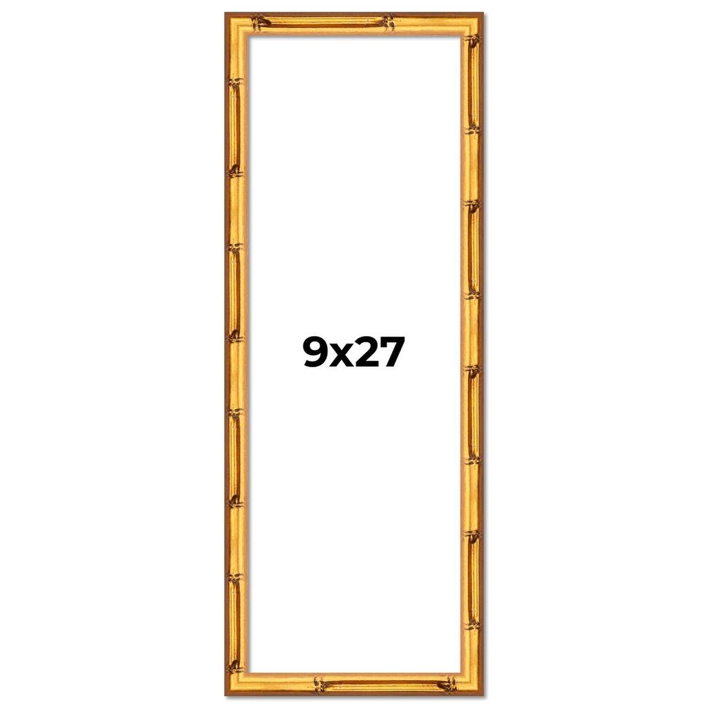 9x27 Frame Gold Bamboo Solid Wood Picture Frame | 1 Inch Moulding