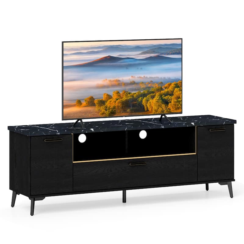 Gymax Mid Century Modern Entertainment Center 63-Inch TV Stand for TVs