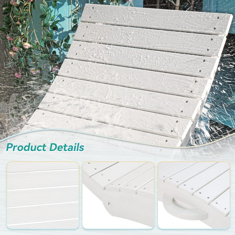 2-Piece Folding HDPS Plastic Outdoor Pool Chaise Lounges with Headrest Cushion