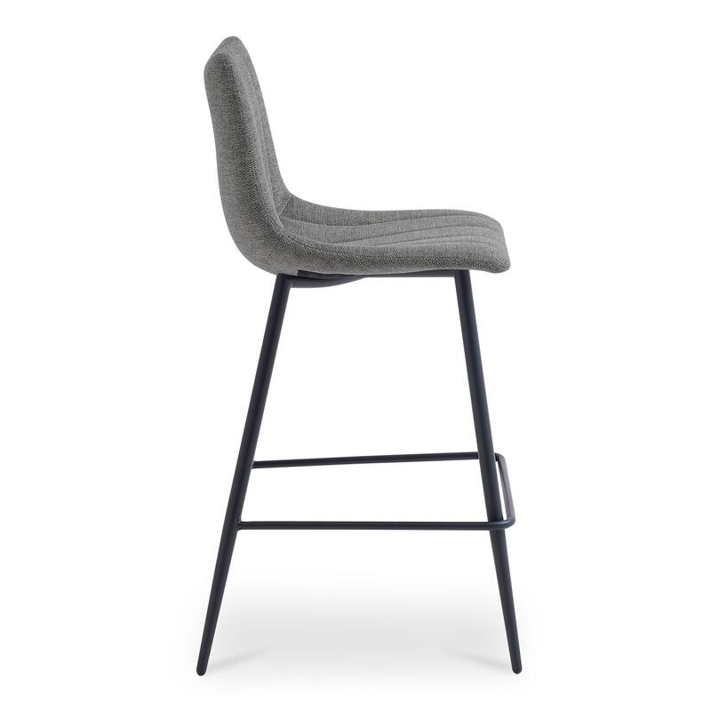 NADAAL STUDIOS Florian Counter Stool, Performance Upholstery and Steel Legs, Dark Grey - Set of 2