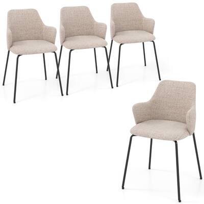 Gymax 4 PCS Dining Chairs Set of 2 w/ Curved Backrest Wide Seat &