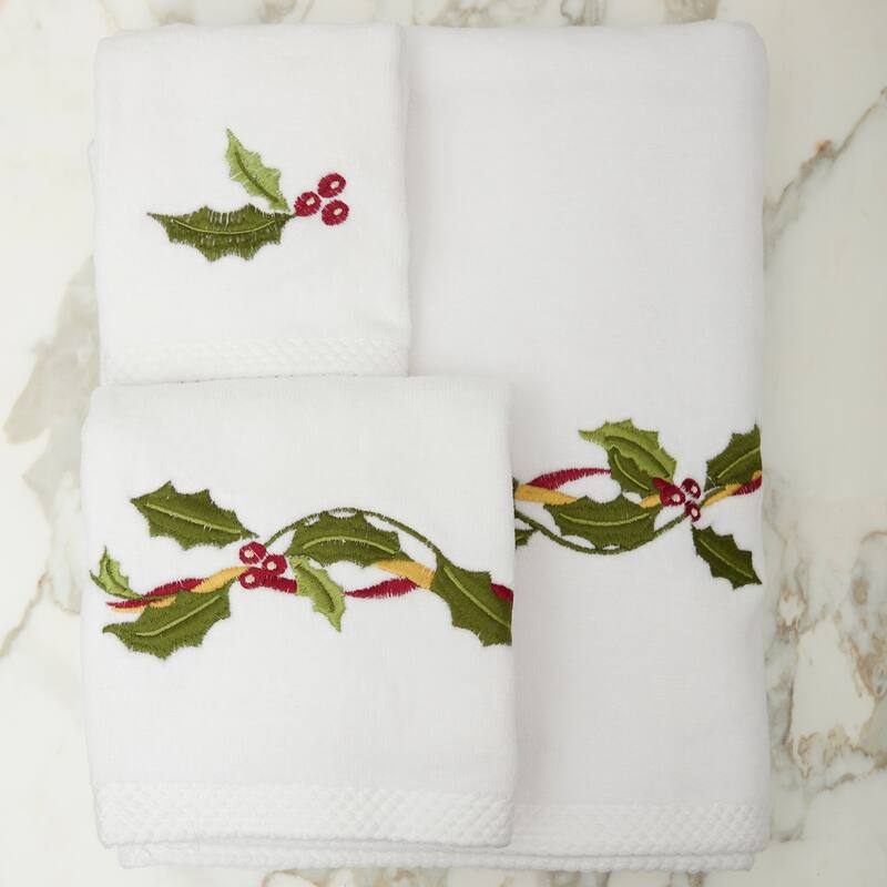 Holly Ribbon Cotton Kitchen Towel Set