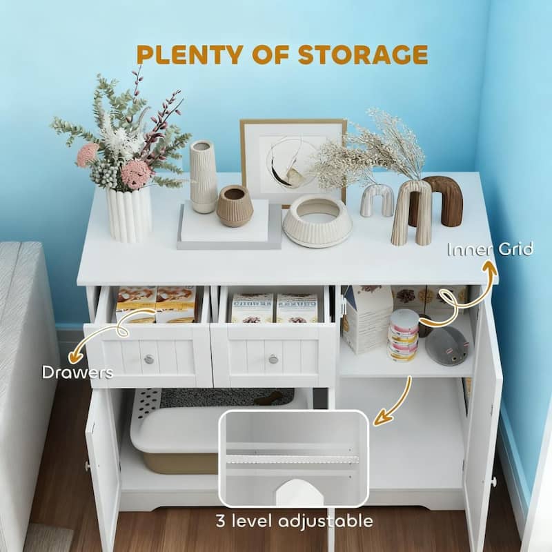 Cat Litter Box Enclosure with Drawers