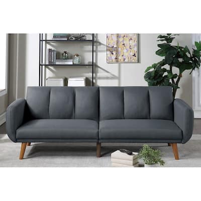 Elegant Modern Sofa Polyfiber Sofa Convertible Bed Wooden Legs