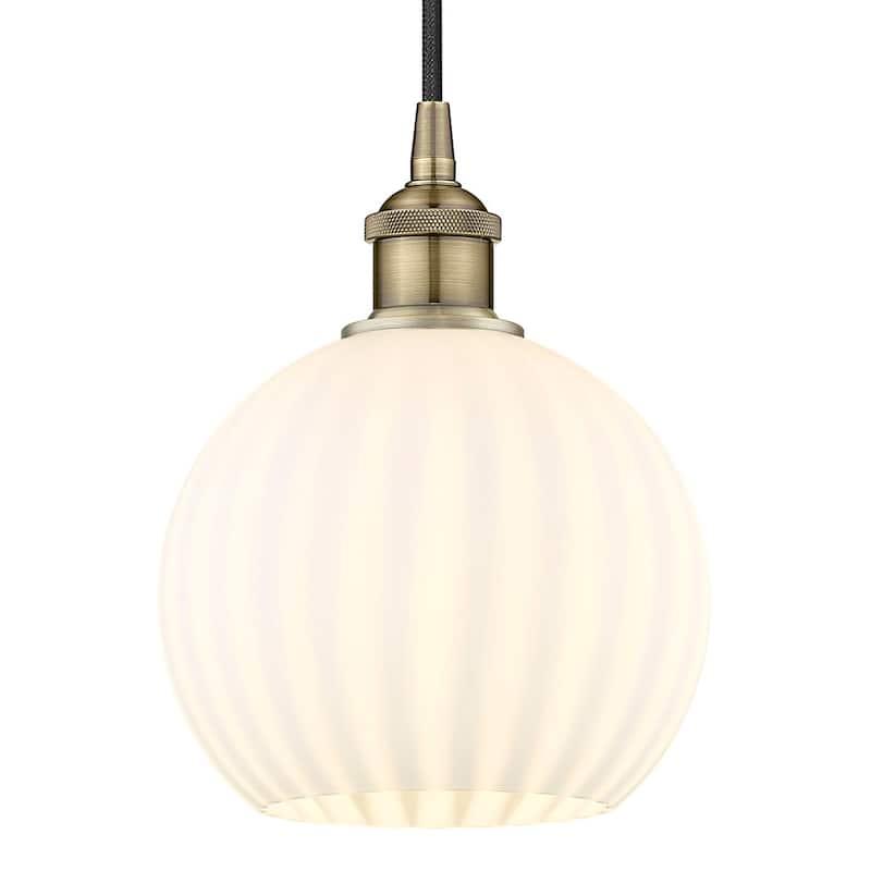 Innovations Lighting 616-1P 10 8 White Venetian Pendant White Venetian - Antique Brass