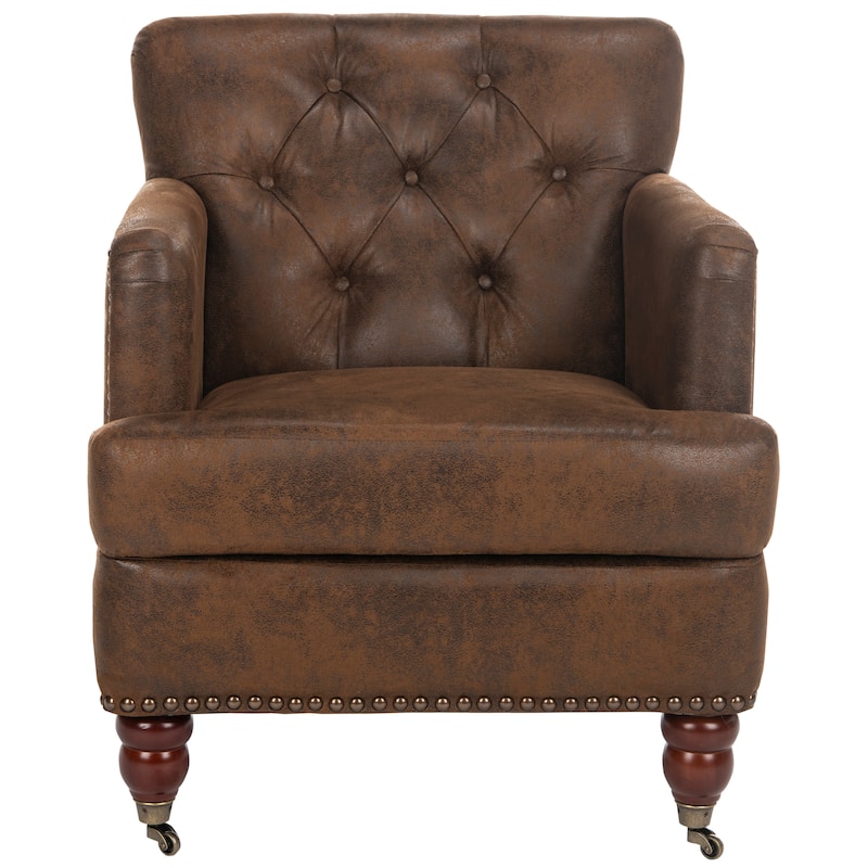 SAFAVIEH Tori Antiqued Tufted Club Chair - 28" x 34.4" x 32.7". - 28"W x 34"D x 33"H