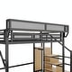preview thumbnail 17 of 16, Loft Bed with Stairs, Metal Queen Loft Bed with Storage Shelves, High Loft Bed with Wardrobe
