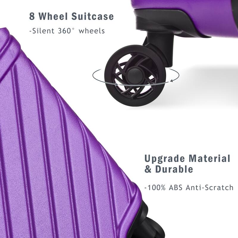 3 Piece Hardshell Luggage Spinner 8 Wheels Suitcase Sets (20"24"28")