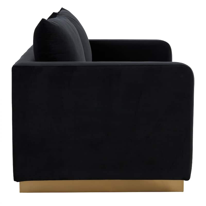 Nervo Modern Accent Chair Velvet Sofa Loveseat With Gold Base & Cushions, Mini Couch for 2 people for Living Room & Bedroom