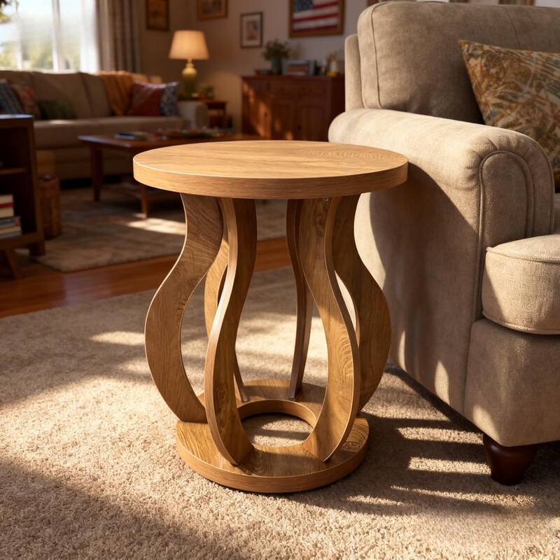End Table, Modern Round Side Table, Bedside Sofa Accent Table Nightstand for Living Room, Bedroom