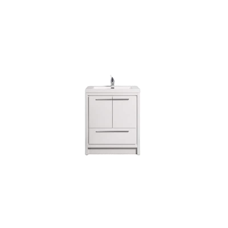 Freestanding Bathroom Vanity Set in HG-White with Integrated Solid Surface Sink