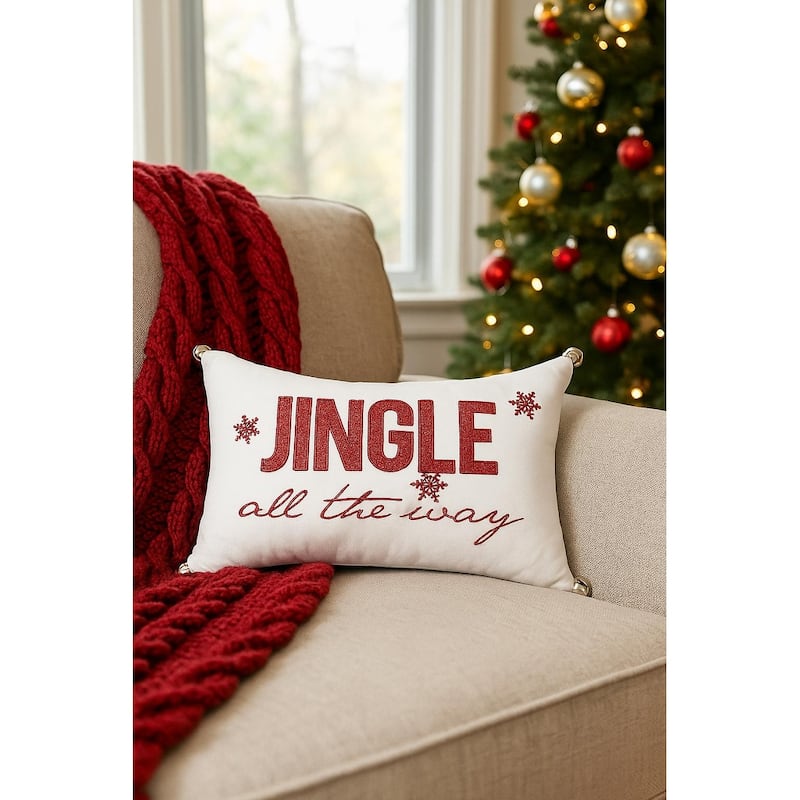 Jingle All The Way Petite 8" x 12" Embellished Throw Pillow