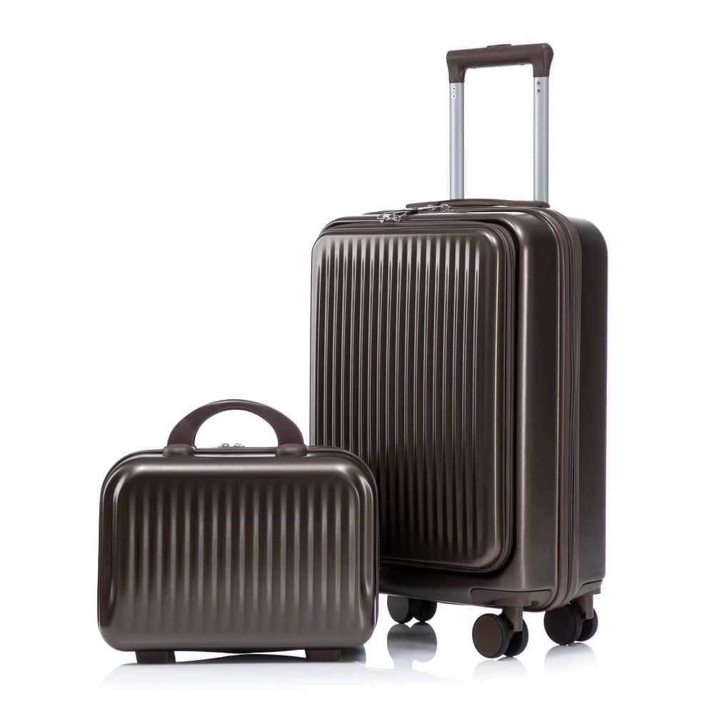 14"/20" 2 pcs/set in ABS Spinner Wheel Luggage, with Combination Lock and Front Opening Design, 14" Cosmetic Case