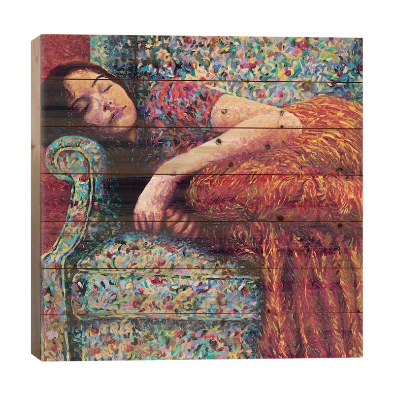 Sleepy Lee Print On Wood by Iris Scott - Multi-Color - 26x26x1.5