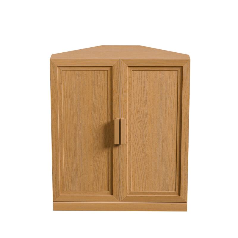 Corner Cabinet Wooden Corner Storage Organizer Cabinet with Adjustable Shelves