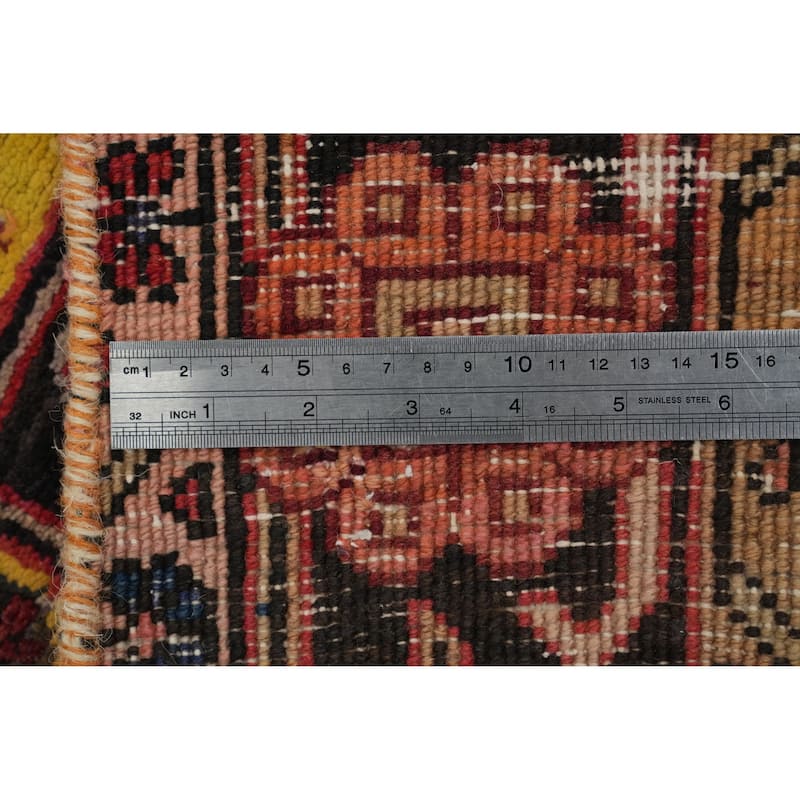 Hand Knotted Oriental 100% Wool Carpet Traditional Geometric Red Heriz Runner Rug - 9' 7'' X 3' 8''