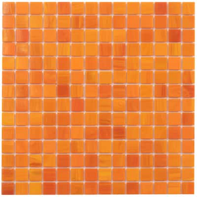 Apollo tile 12" x 12" Dune Glossy Fire Orange Glass Tile (20 sq ft/case) - 20 Pack