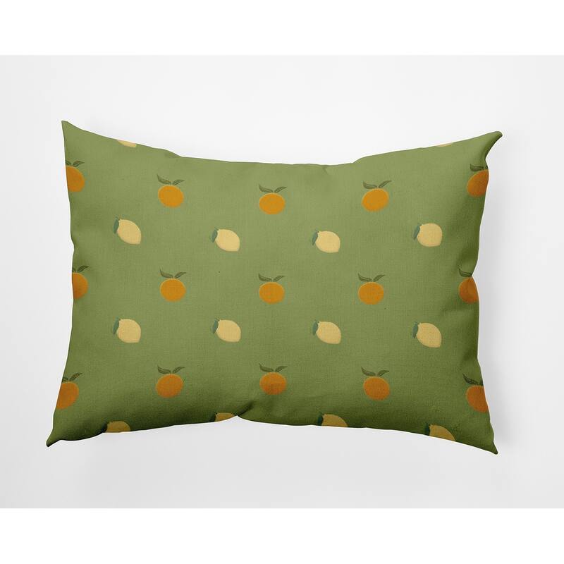 Oranges and Lemons Pattern Decorative Throw Pillow - 14" x 20" - Apple