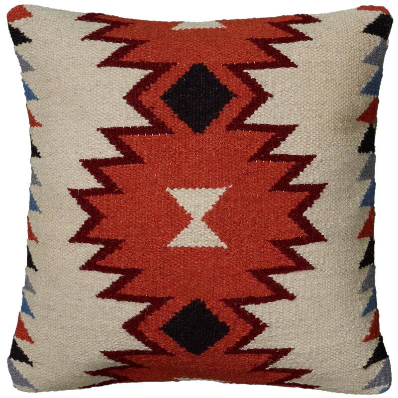 Rizzy Home Southwest Handcrafted Rust/Orange Throw Pillow - 18-inch