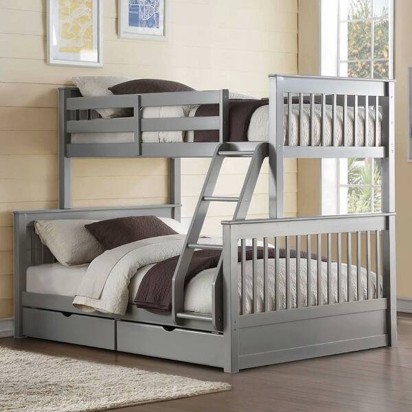Ambrosia Maple Bunk Beds Twin Over Full With Two Under Bed Storage Drawers And Storage Steps The Beds Can Diy Bunk Bed Bed Storage Drawers Under Bed Storage