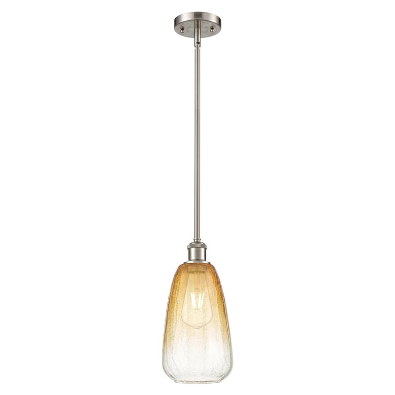 Innovations Lighting Endless Possibilities Ballston - Brookhaven Almond - 1 Light 6" Stem Hung Mini Pendant - Brushed Satin Nickel/Amber