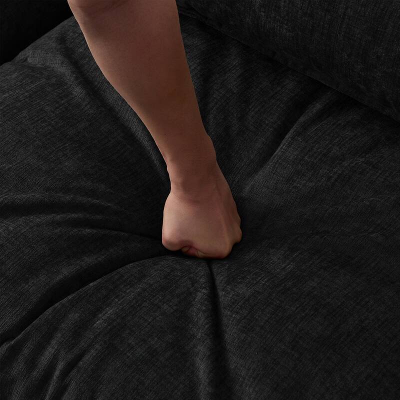 L Shaped Modular Sectional Sofa, Comfy Chenille Deep Seat Cloud Sofa, Upholstered 3 Seat Sofa with Removable Ottoman