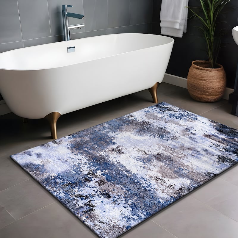 Beverly Rug Queen Abstract Non-Slip Rubber Back Washable Indoor Area Rug
