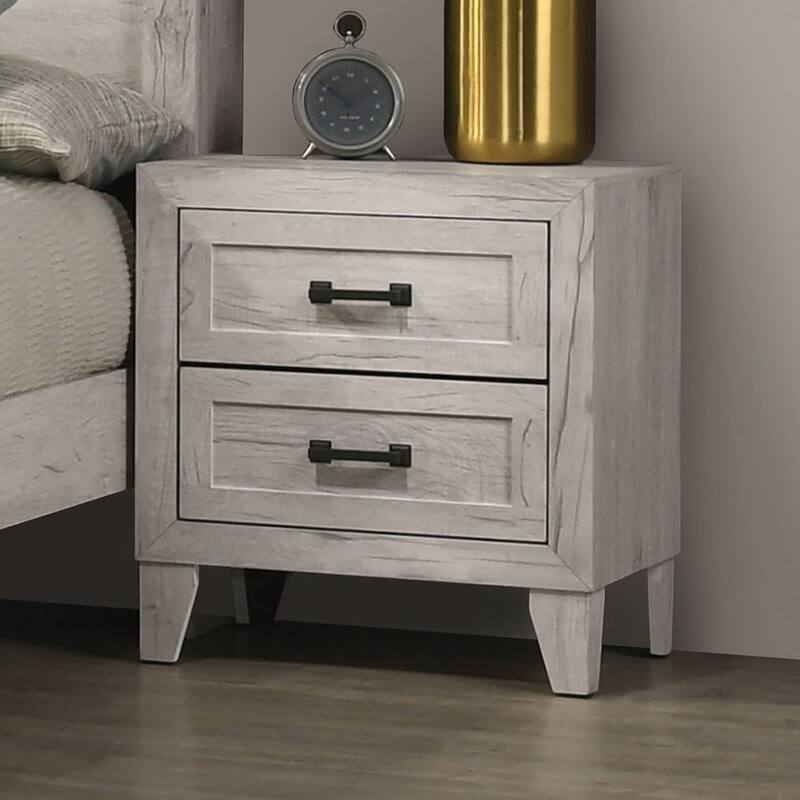 Contemporary White Wash 1pc Nightstand Melamine Bedside Table Black