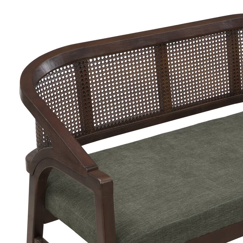 Christopher Knight Home - Curved Rubberwood Cane 46.25" Upholstered Loveseat