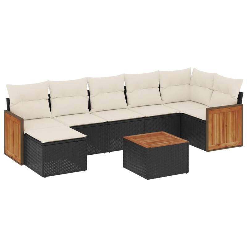 vidaXL Patio Sofa Set with Cushions Outdoor Conversation Furniture Poly Rattan